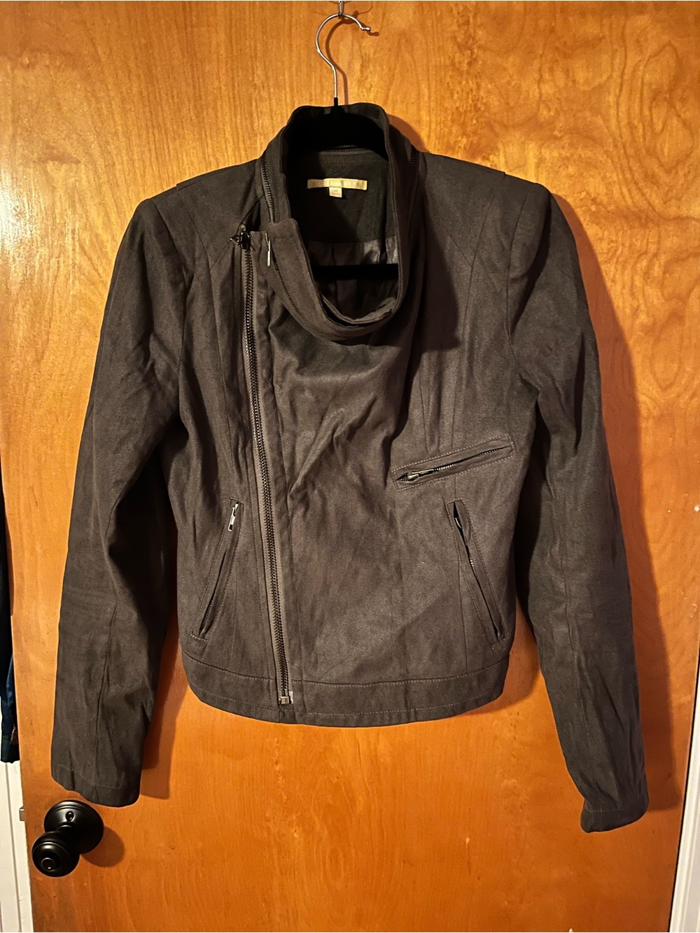 Gianni Bini subversive Womens Asymmetrical Zip Black Jacket